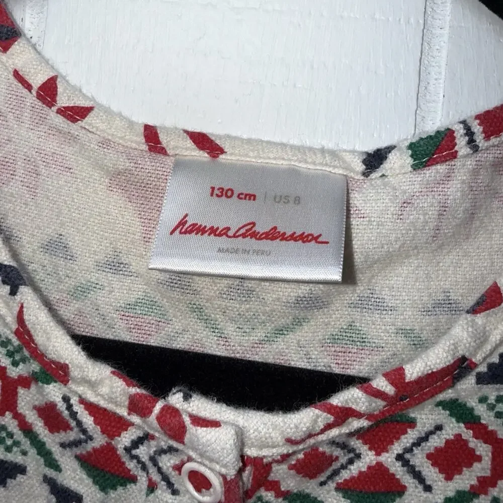 Hanna Andersson Girl’s Flannel Nightgown Dear Deer Christmas Pajamas Size 8